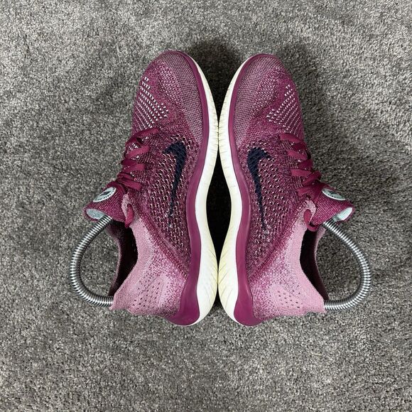 Nike Free Run Flyknit 2018 942839-600 Women Size 7.5 Raspberry Red Running Shoes - Picture 8 of 12